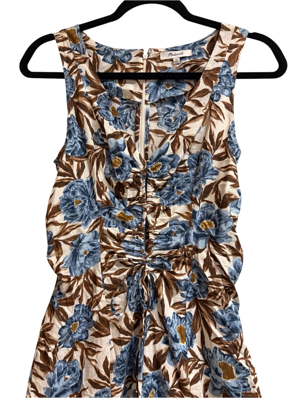 Madewell Tessa Cotton Poplin Sleeveless V-Neck Midi Dress Stonewash Blue 00 - Picture 6 of 10